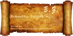 Bukovits Zoltán névjegykártya